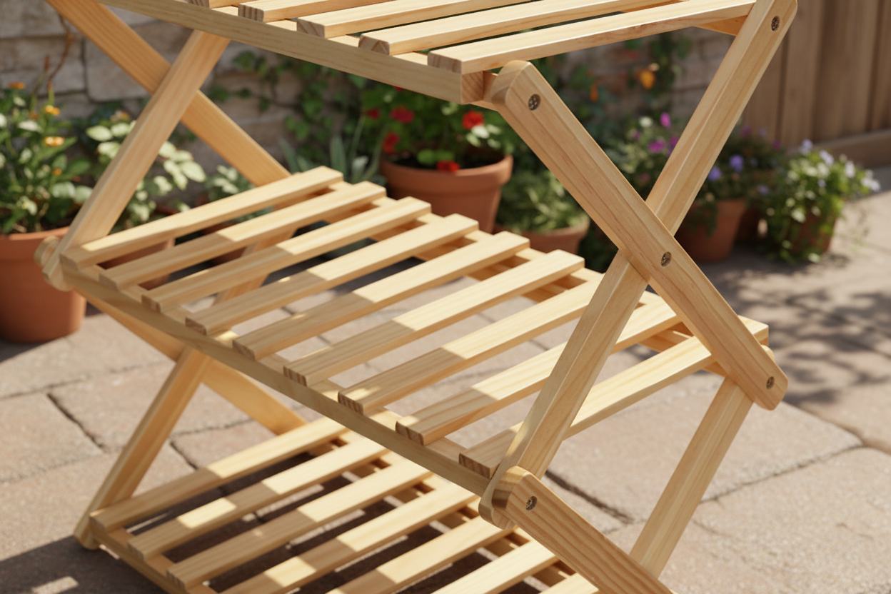 Klappbares Holzregal – 3 Ebenen (31 x 21 x 47,2 cm)