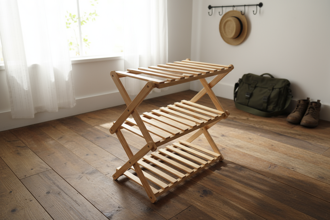 Opvouwbaar houten Rek – 3 lagen (31 x 21 x 47,2 cm)