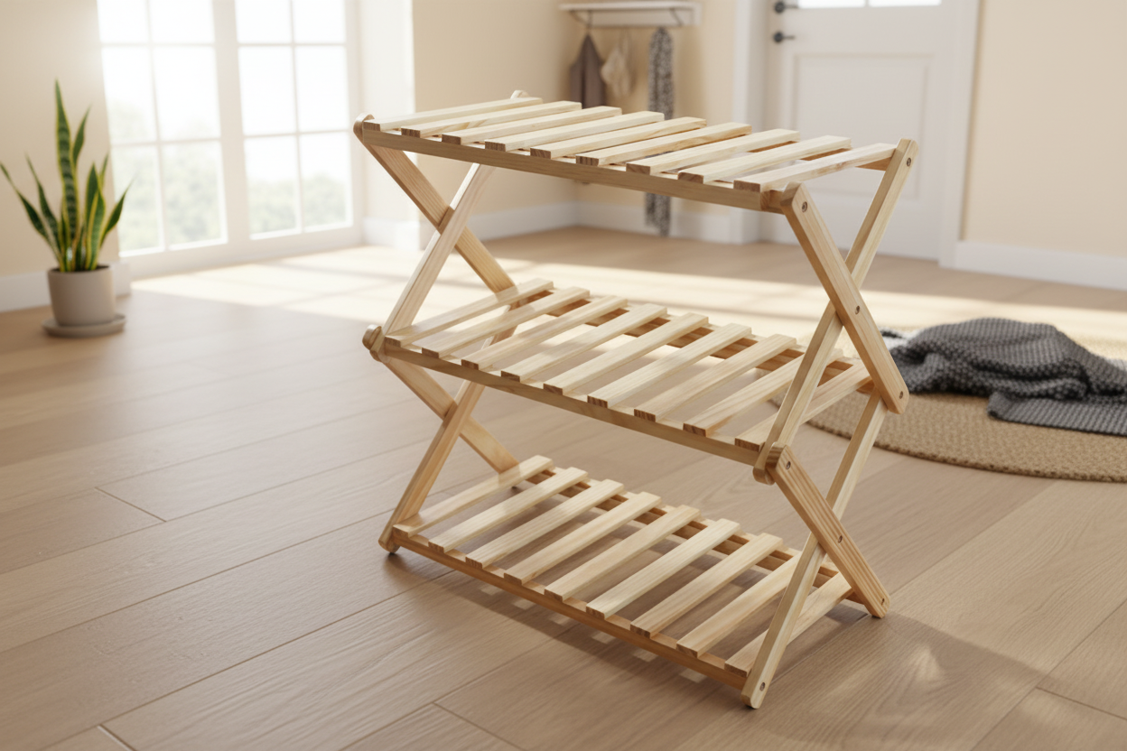 Klappbares Holzregal – 3 Ebenen (31 x 21 x 47,2 cm)