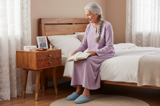 Oudere vrouw start haar dag