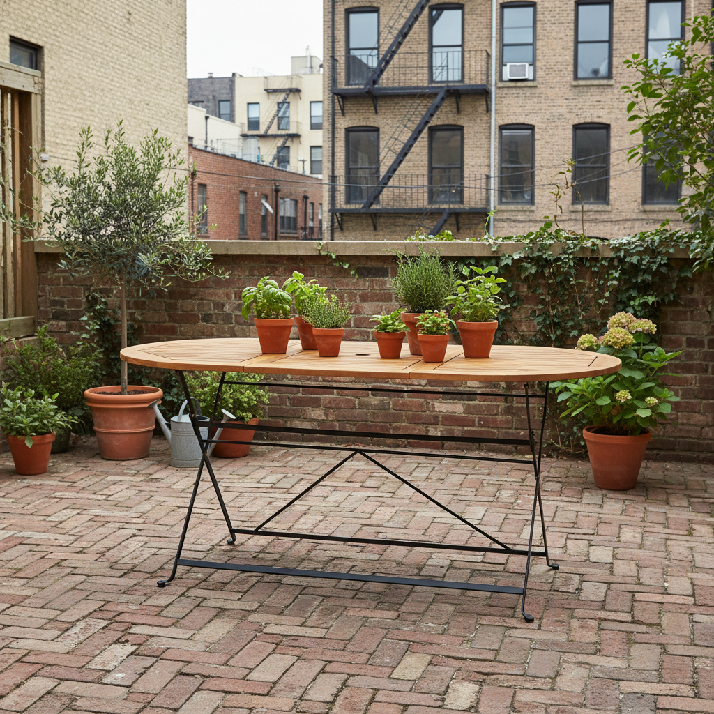 Ovale tuintafel in stadstuin