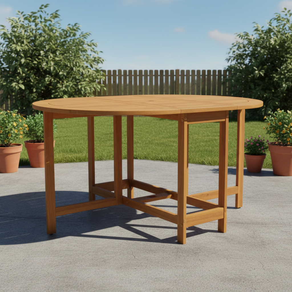 Ovale tuintafel met focus op frame