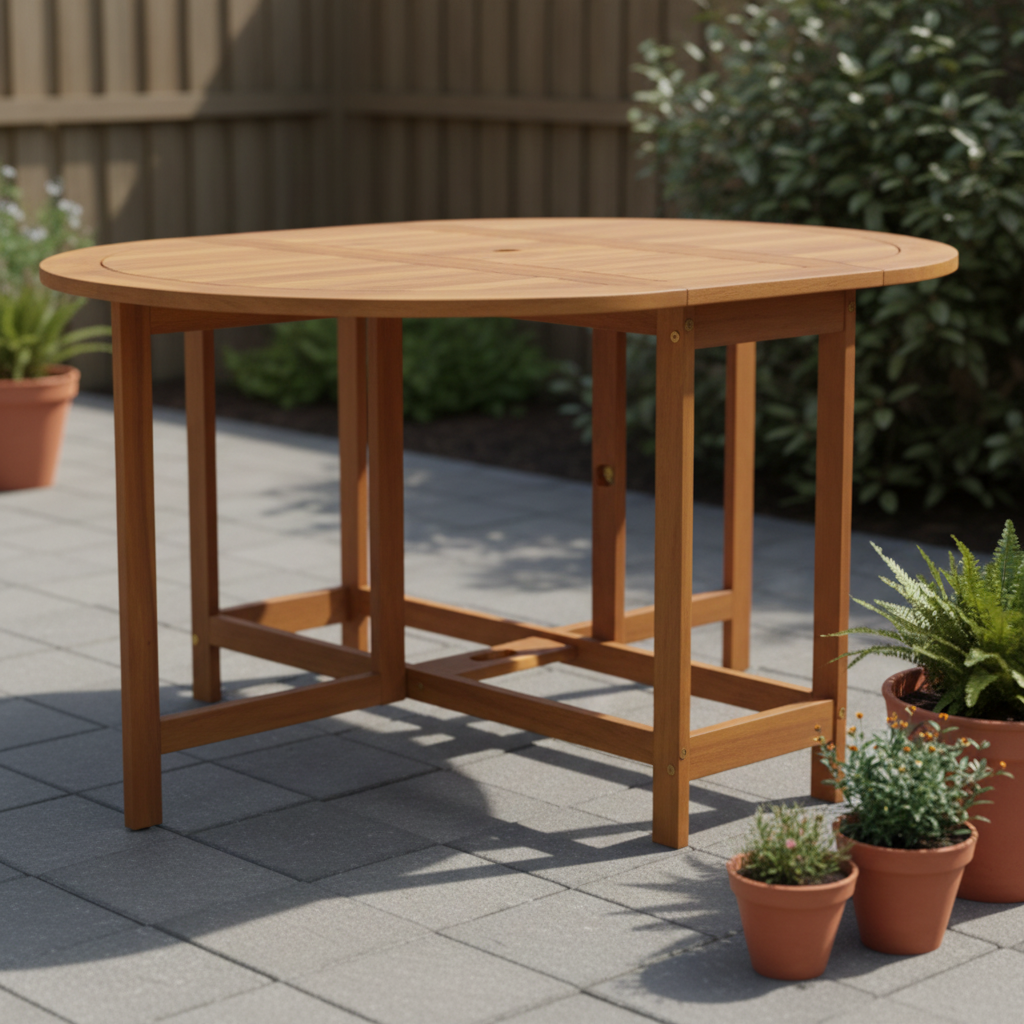 Ovale tuintafel met focus op poten