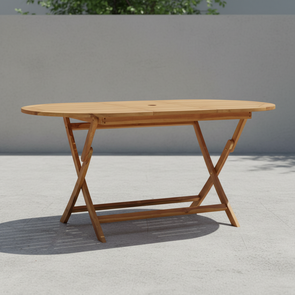 Ovale tuintafel op beton helder