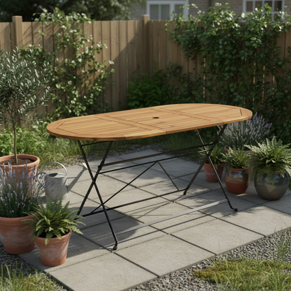 Ovale tuintafel op terras