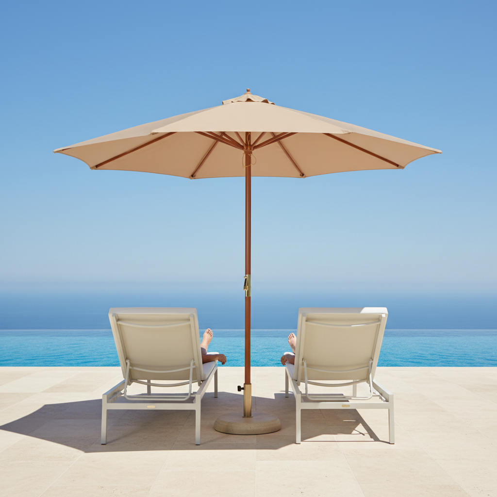 Parasol bij luxe zwembad