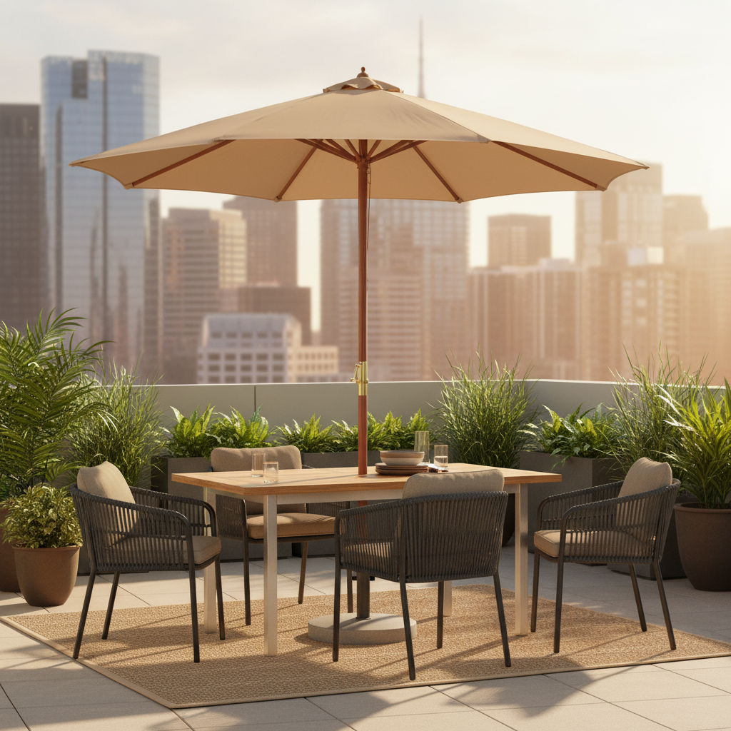 Parasol op modern stadsterras