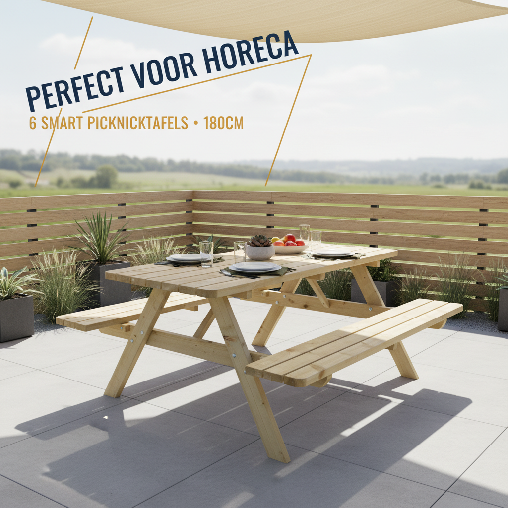 Perfect voor Horeca - 6 SMART PICKNICKTAFELS 180cm