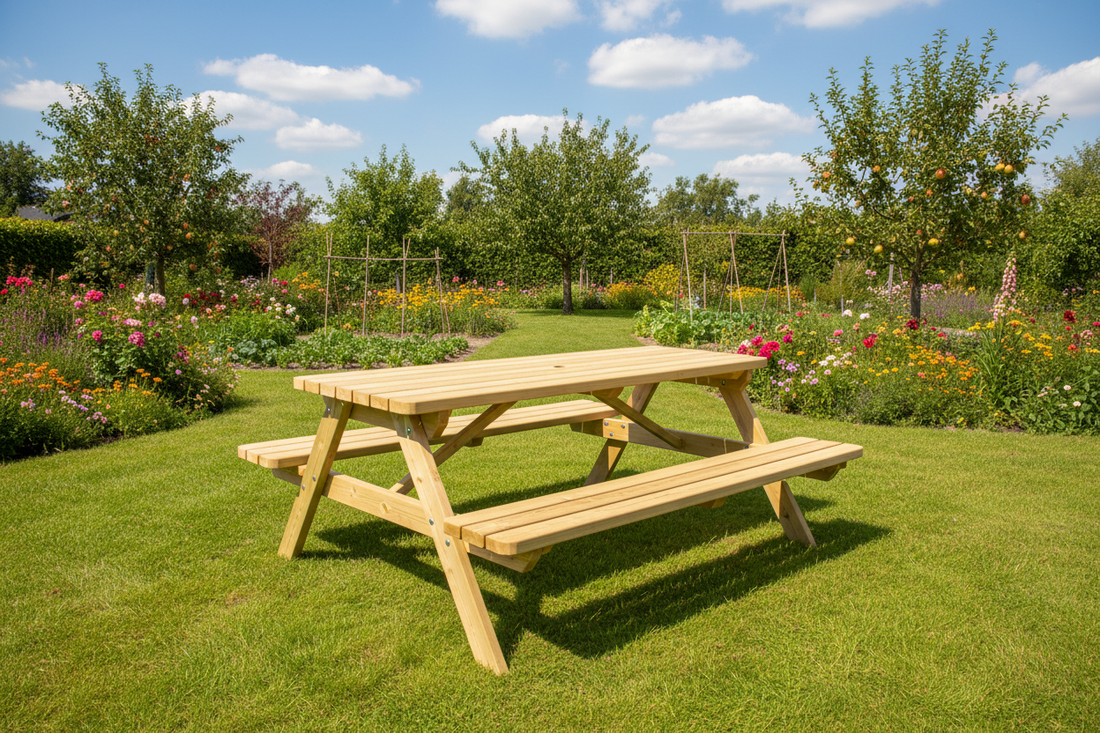 Picknicktafel KING elevated angle zomer