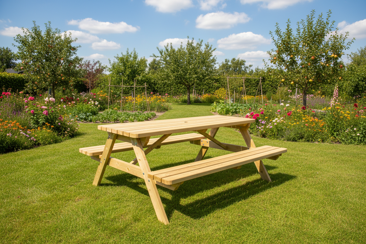 Picknicktafel KING elevated angle zomer