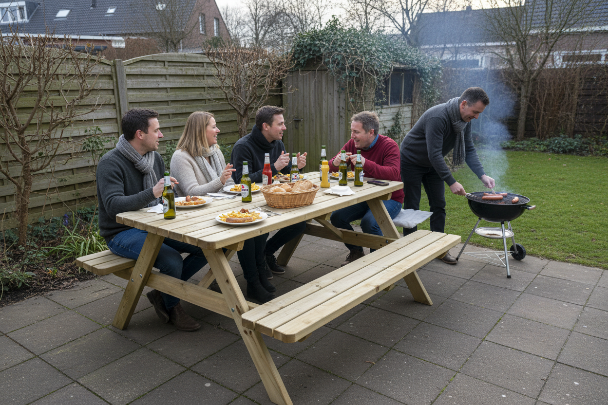 Picknicktafel KING vrienden BBQ december