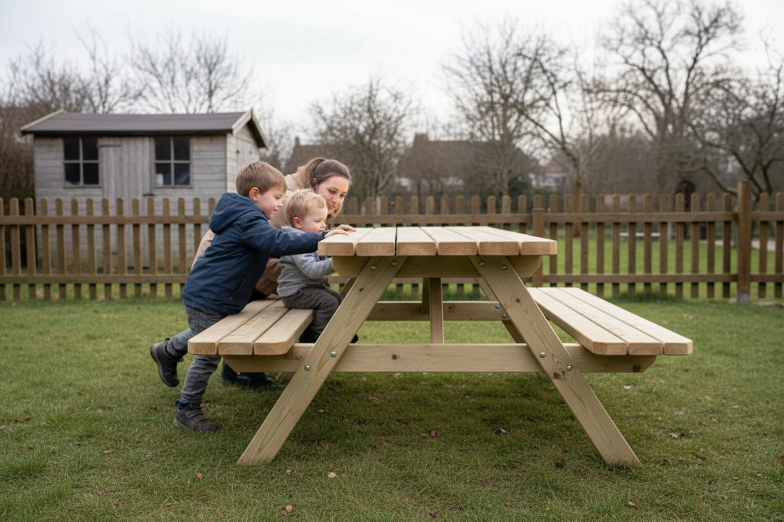Picknicktafel KING zijkant afgeronde rand