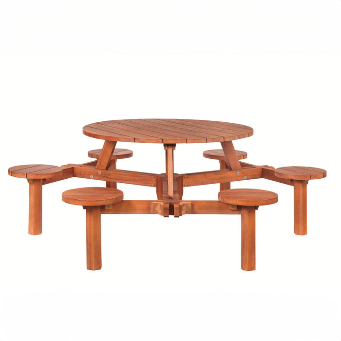 Table de pique-nique ronde en bois dur (230 x 77 cm) - Pour 6 personnes