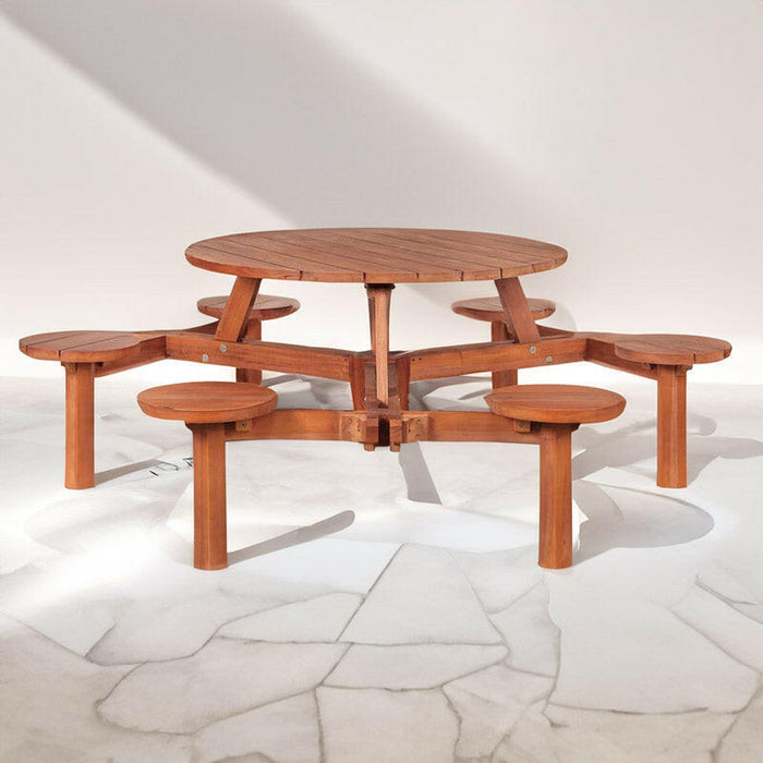 Table de pique-nique ronde en bois dur (230 x 77 cm) - Pour 6 personnes