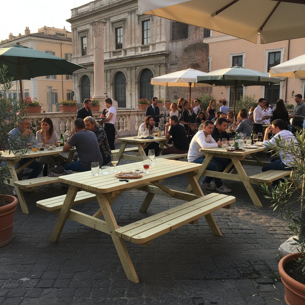 6-PACK - Table de pique-nique 140 cm KING ® / Épaisseur 4 cm