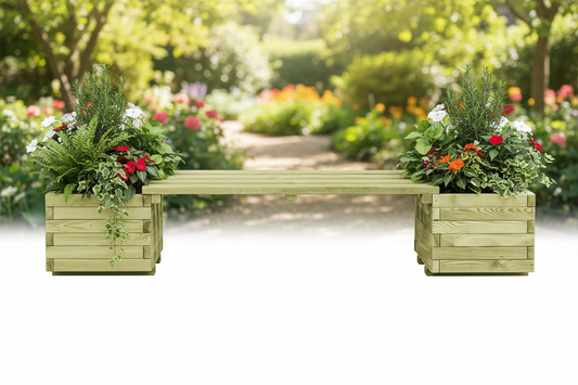 Plantenbank grenen zijaanzicht