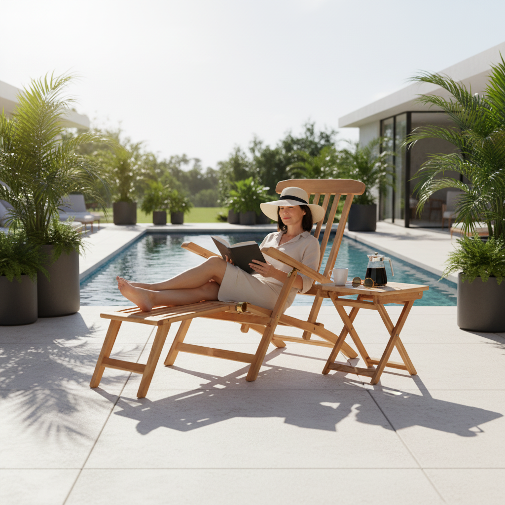 Poolside met persoon