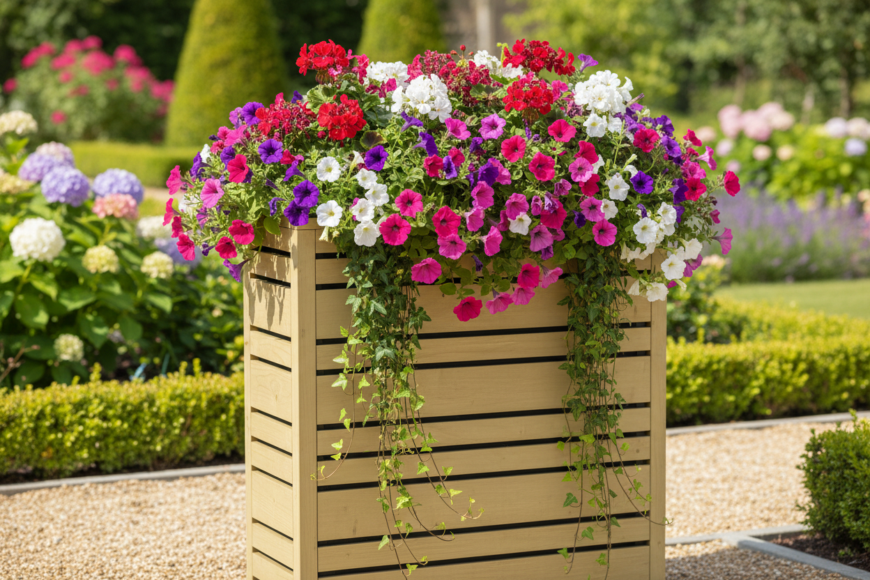 Productfoto bloembak met zomerbloemen