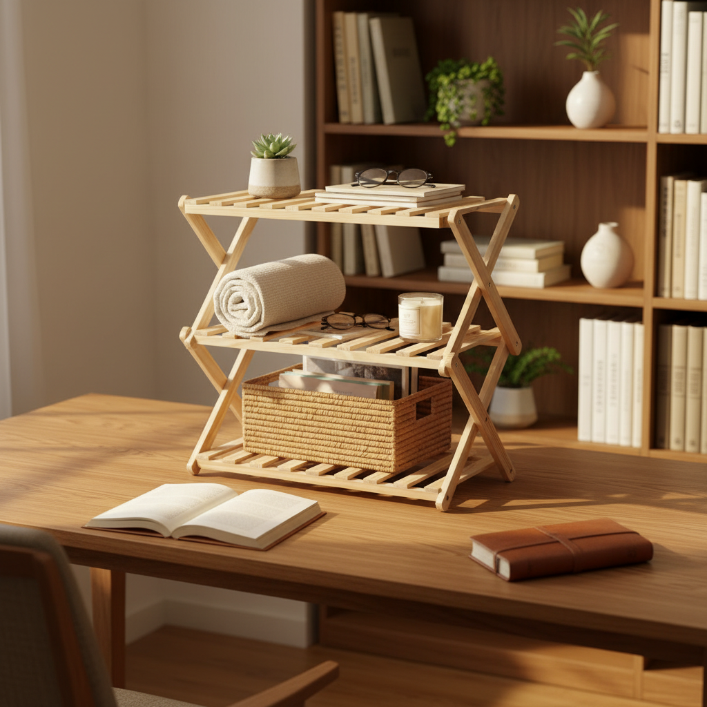 Wooden Rek Opvouwbaar houten rek – 3 lagen, compact & handig | E-woodproducts