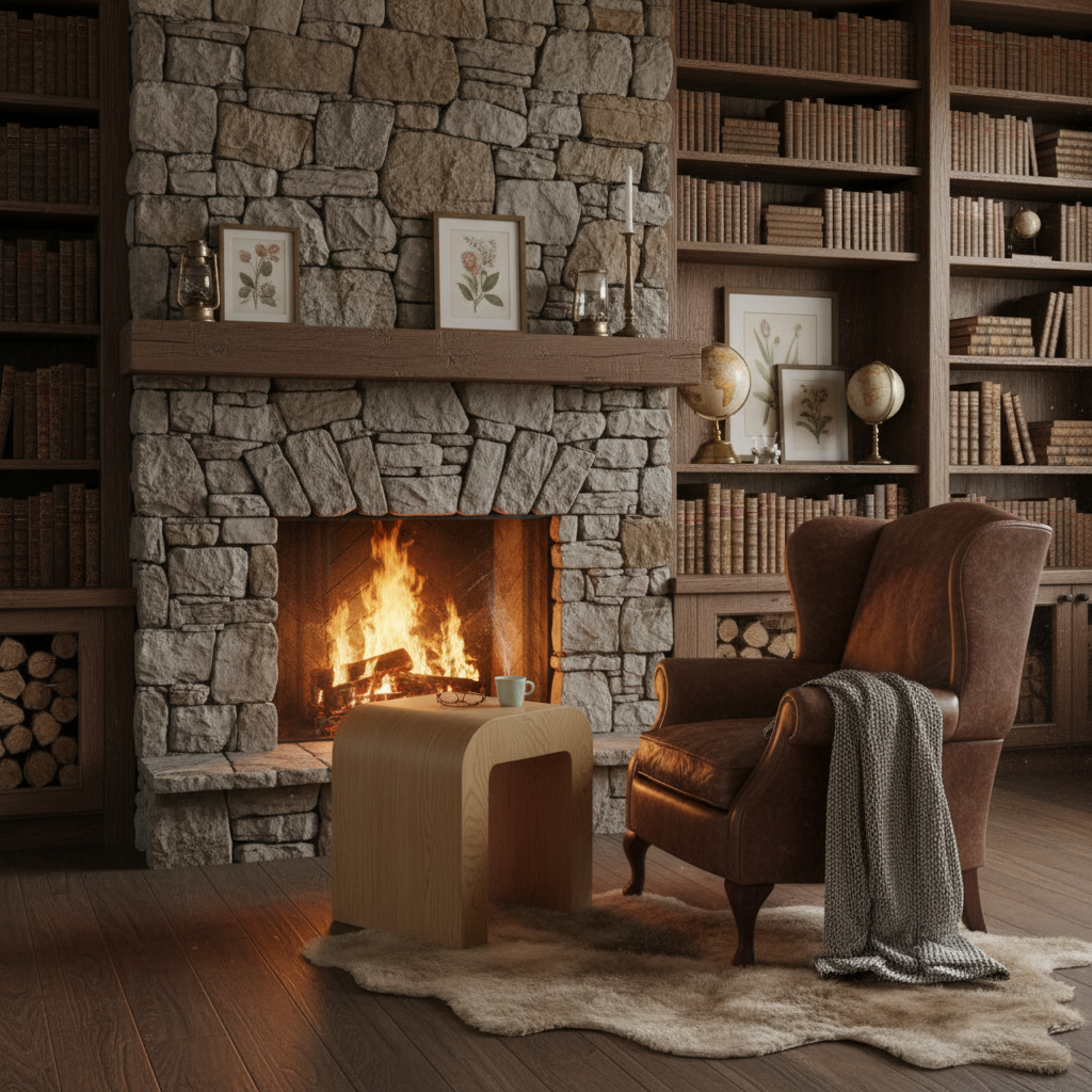 Productfoto - rustieke berghuisbibliotheek