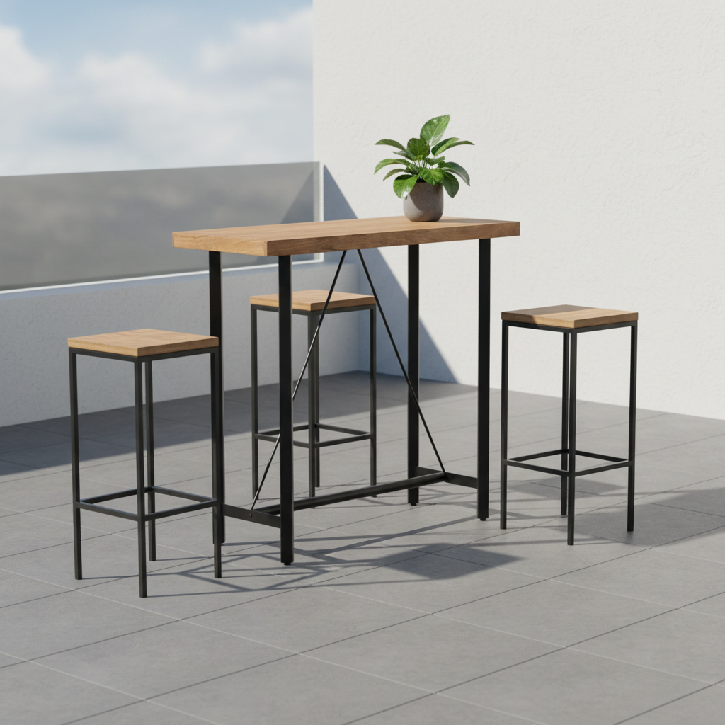 Rechthoekige bartafel op terras