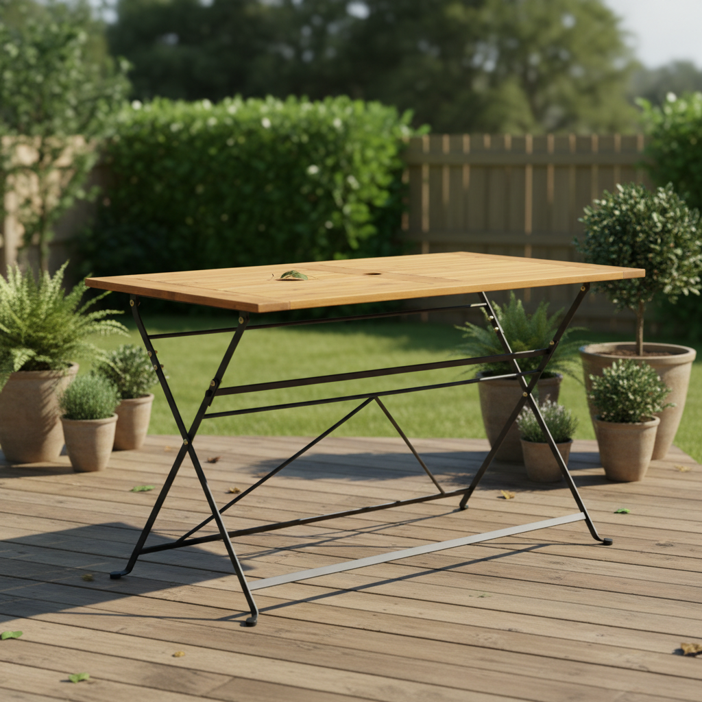 Rechthoekige tuintafel op deck