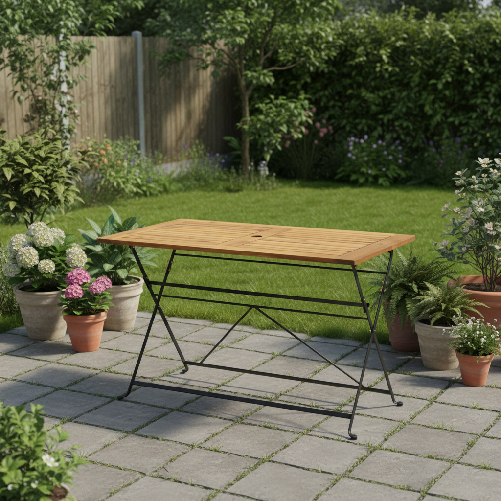 Rechthoekige tuintafel op terras