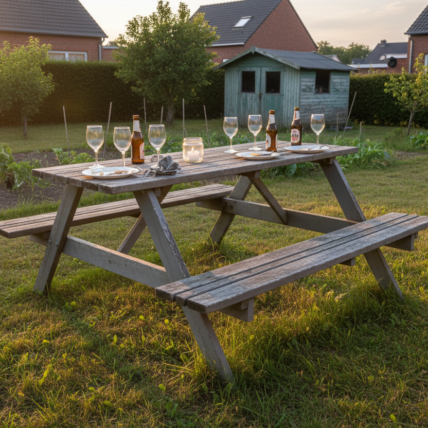 Remia Picknicktafel grijs avond authentiek