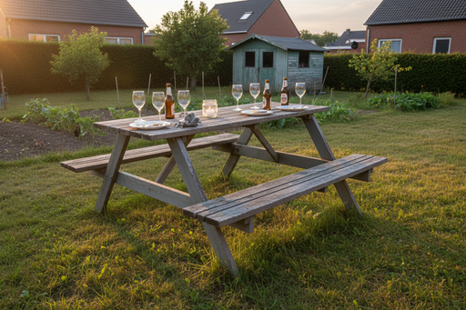 Remia Picknicktafel grijs avond authentiek