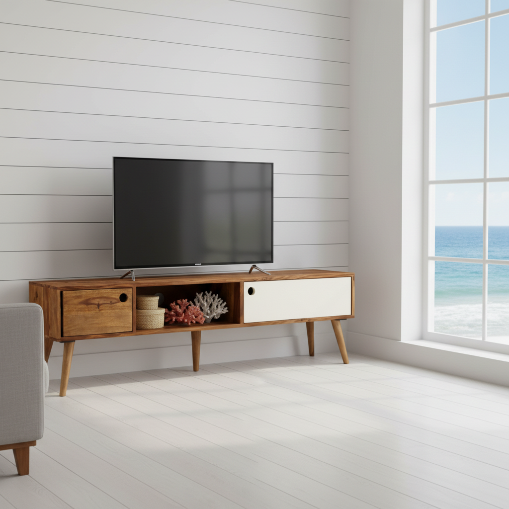 Retro TV-meubel in coastal woonkamer