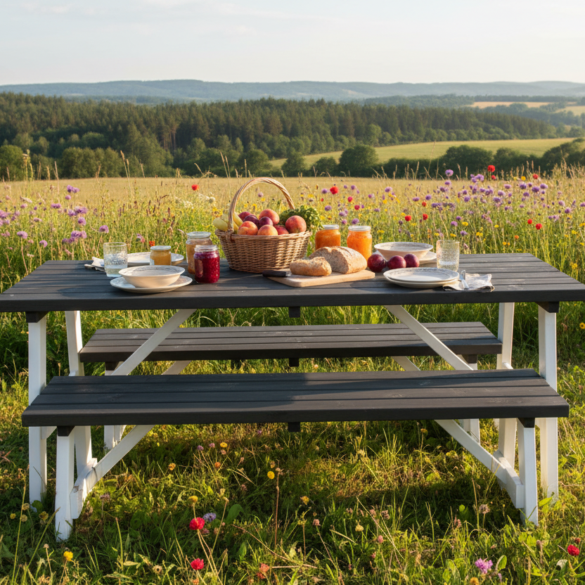 Rodeo tuintafelset in landelijke tuin