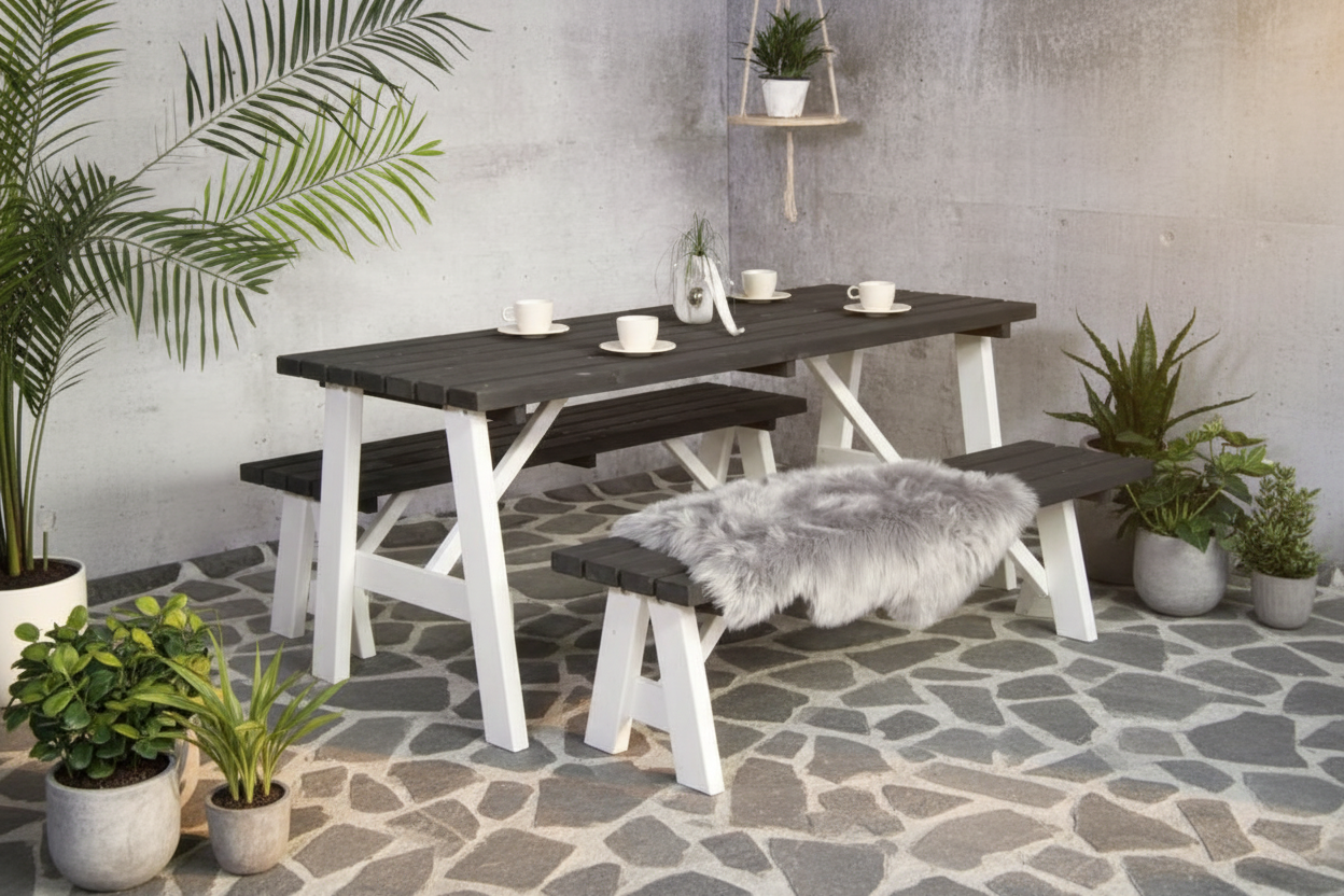 Rodeo tuintafelset op modern terras