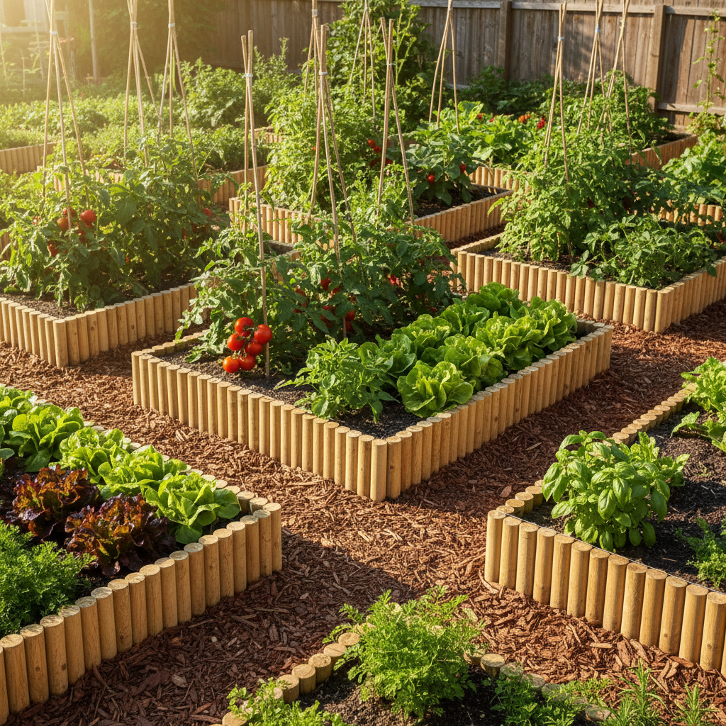 Rolborders bij moestuin