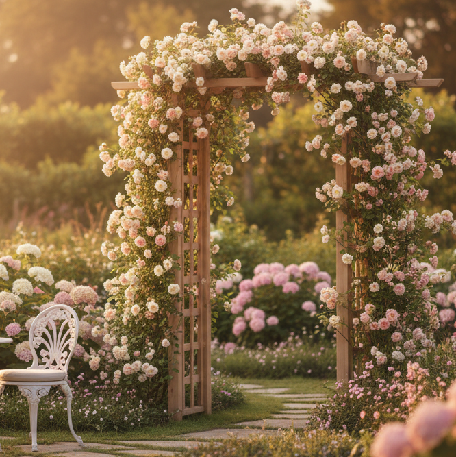 Romantische tuin setting