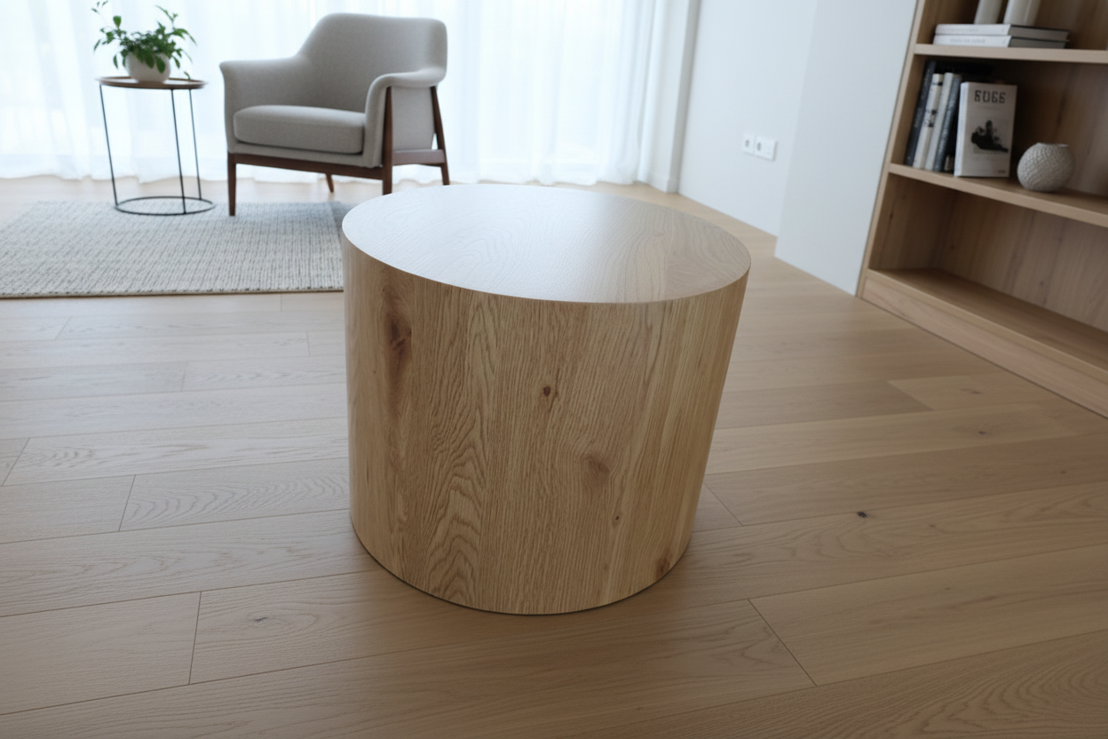 Ronde houten salontafel set van 2