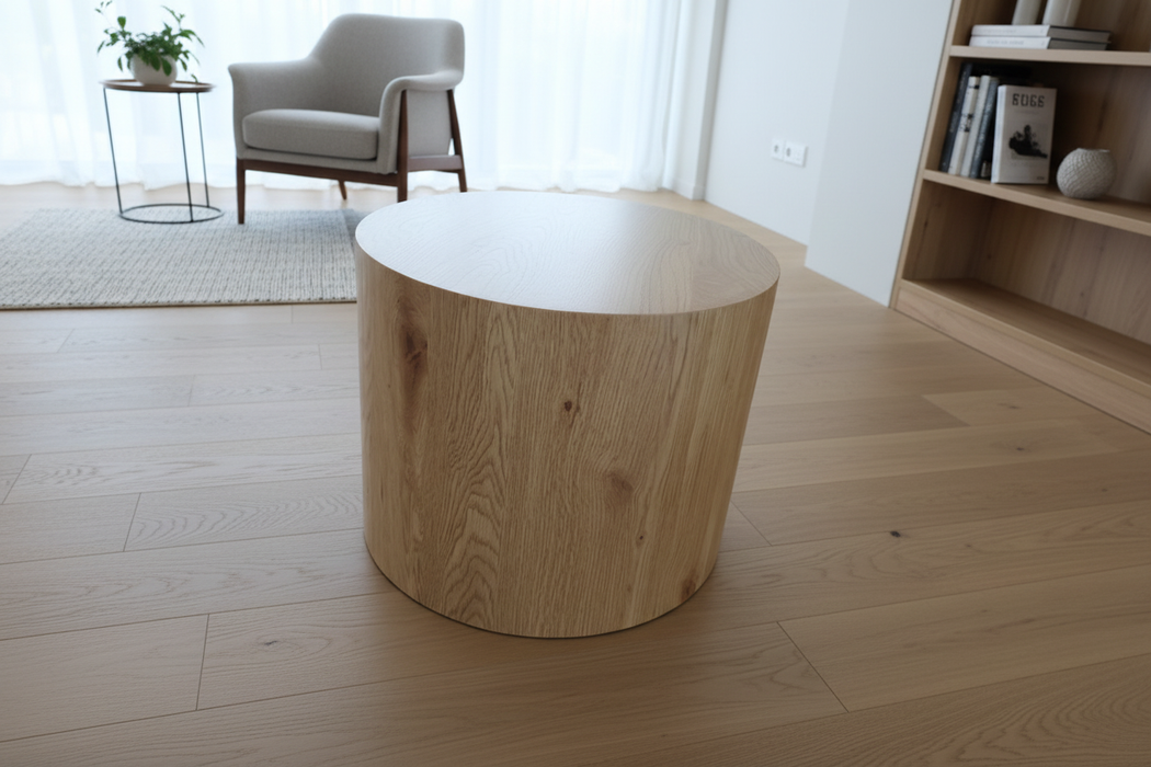 Ronde houten salontafel set van 2