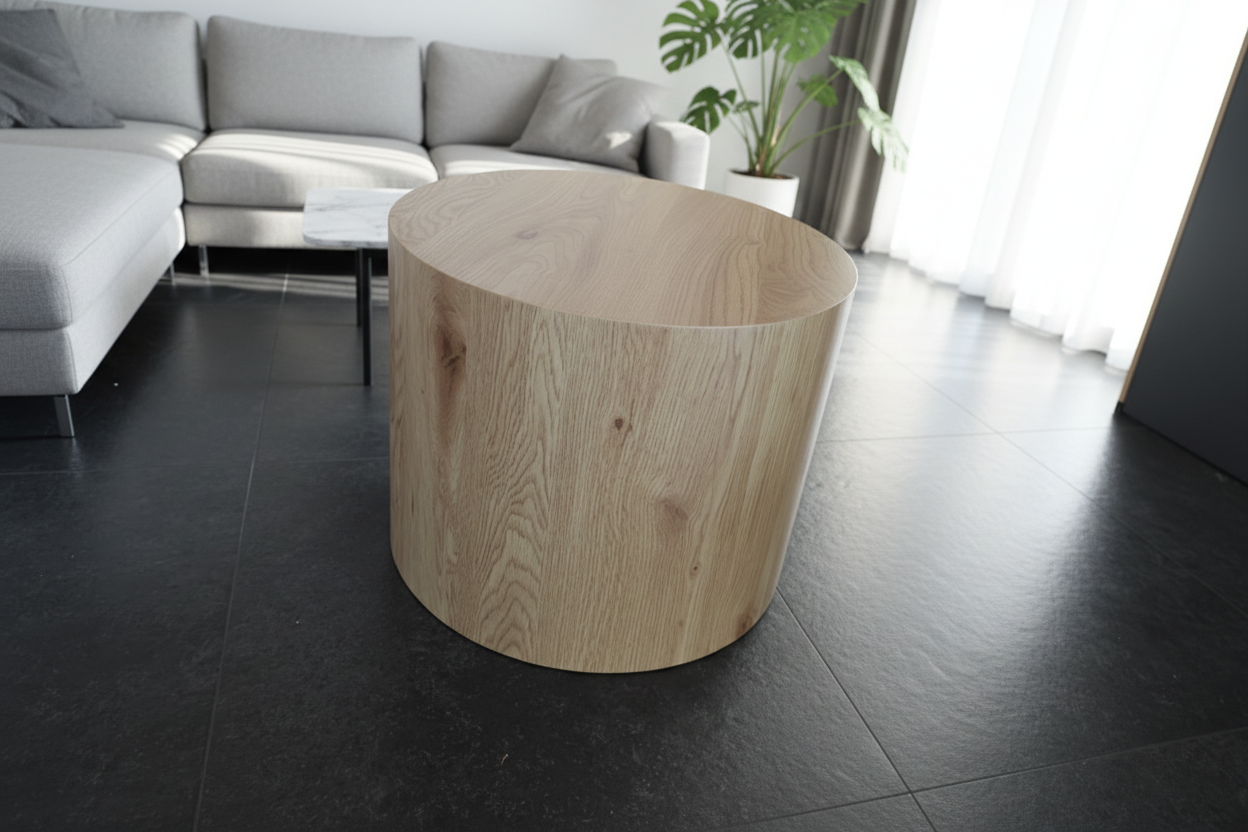 Ronde houten salontafel set van 2