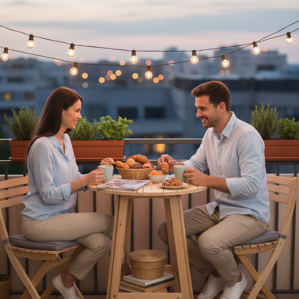 Ronde bartafel op balkon
