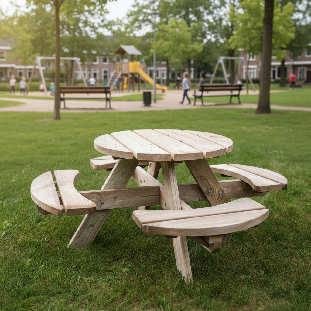 Ronde picknicktafel in park