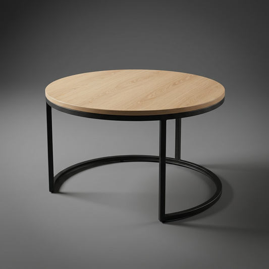 Rondo Arc Couchtisch natur mit schwarzem Metallgestell