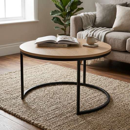 table basse Rondo Arc naturel avec structure en métal noir