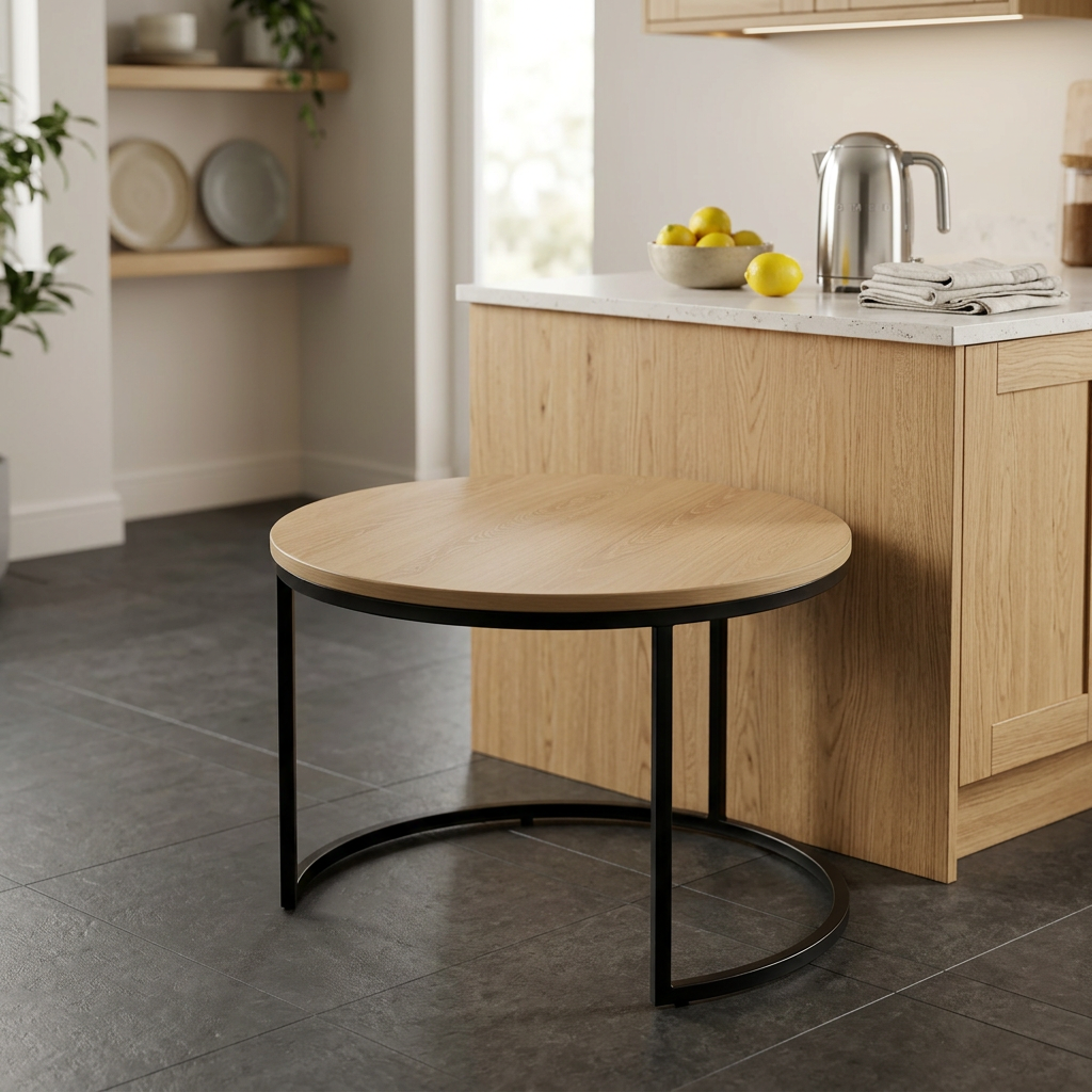 table basse Rondo Arc naturel avec structure en métal noir