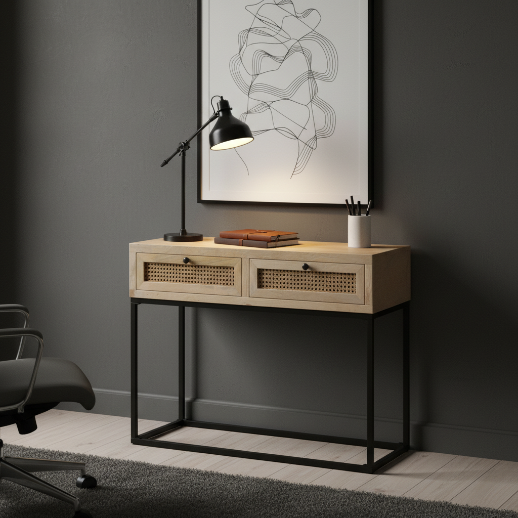 Rotan sidetable in modern kantoor