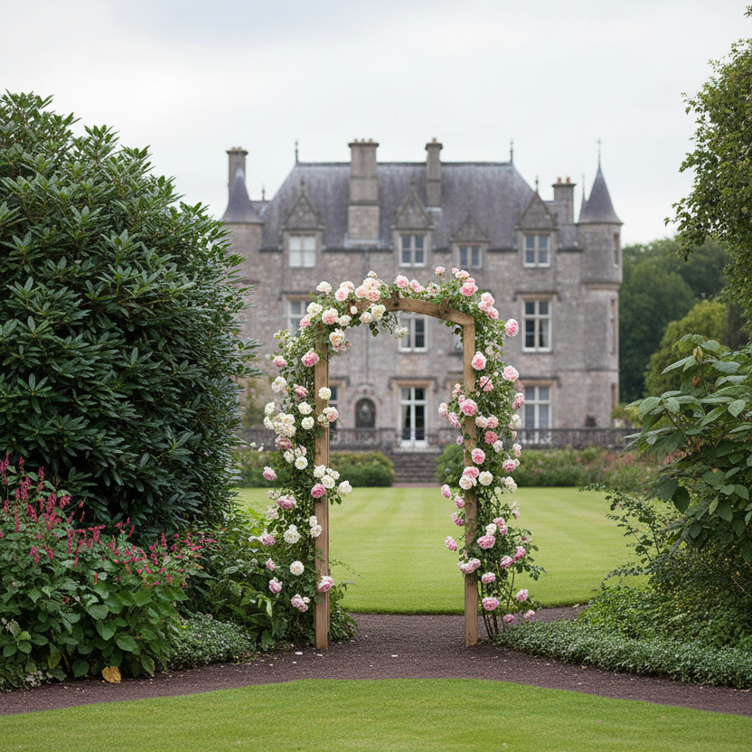 Rozenboog bij kasteel