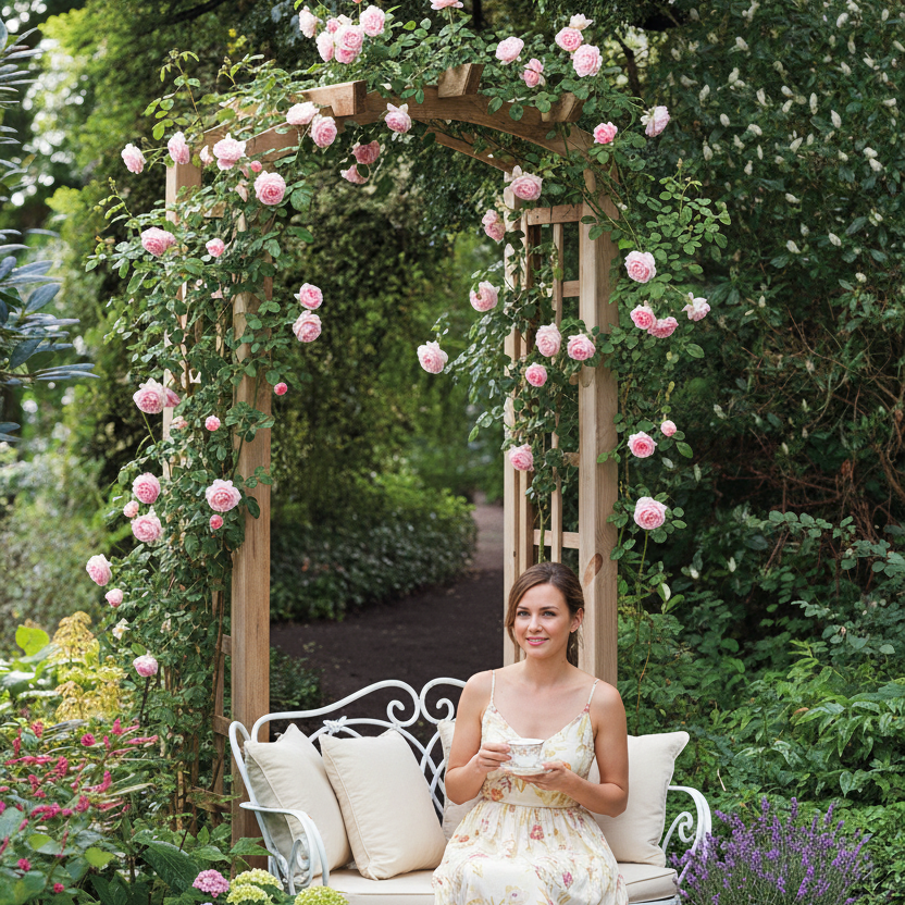 Rozenboog lifestyle met dame