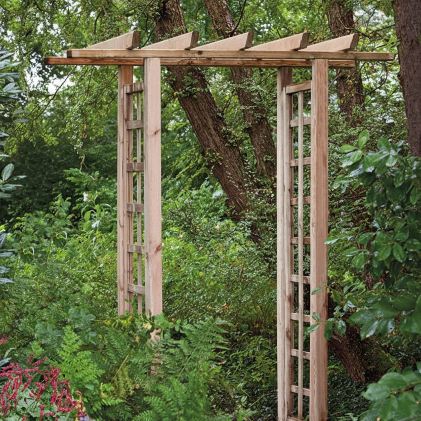 Rozenboog met egale houtafwerking