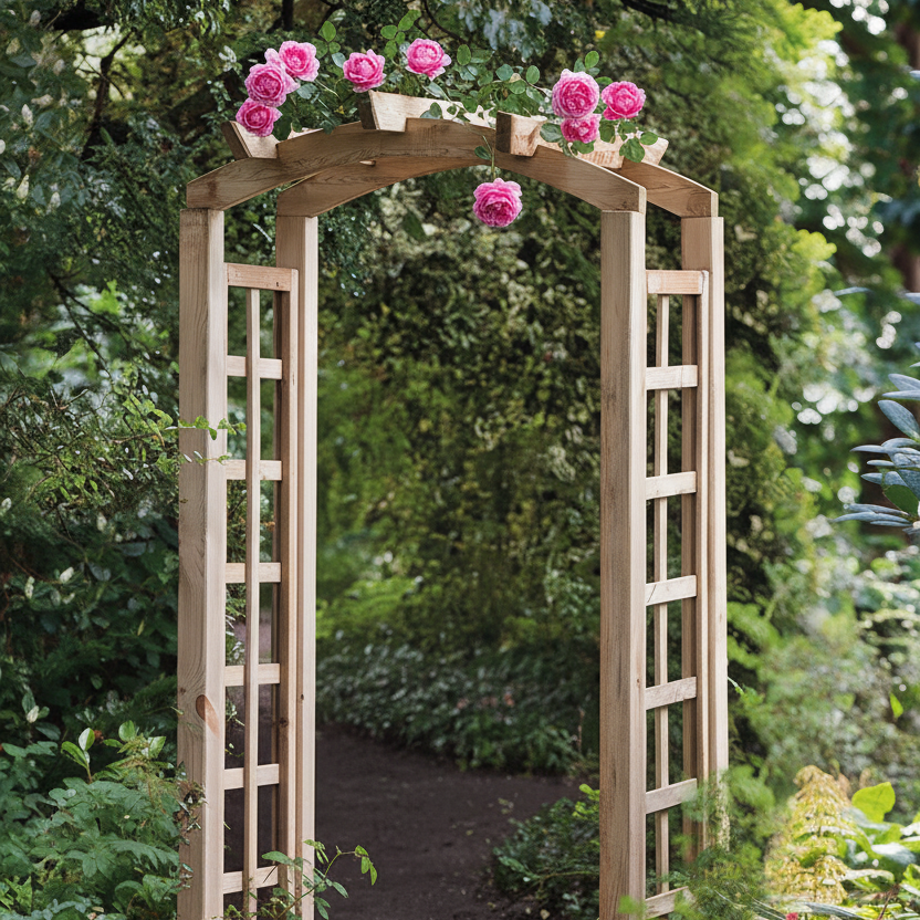 Rozenboog met jonge rozen