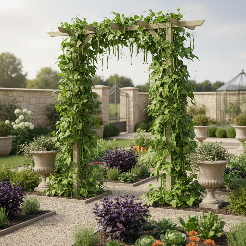 Rozenboog met klimbonen