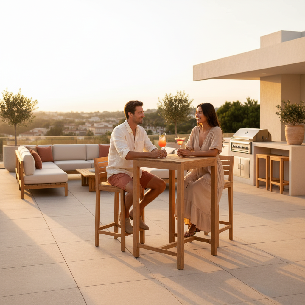 Ruim terras golden hour