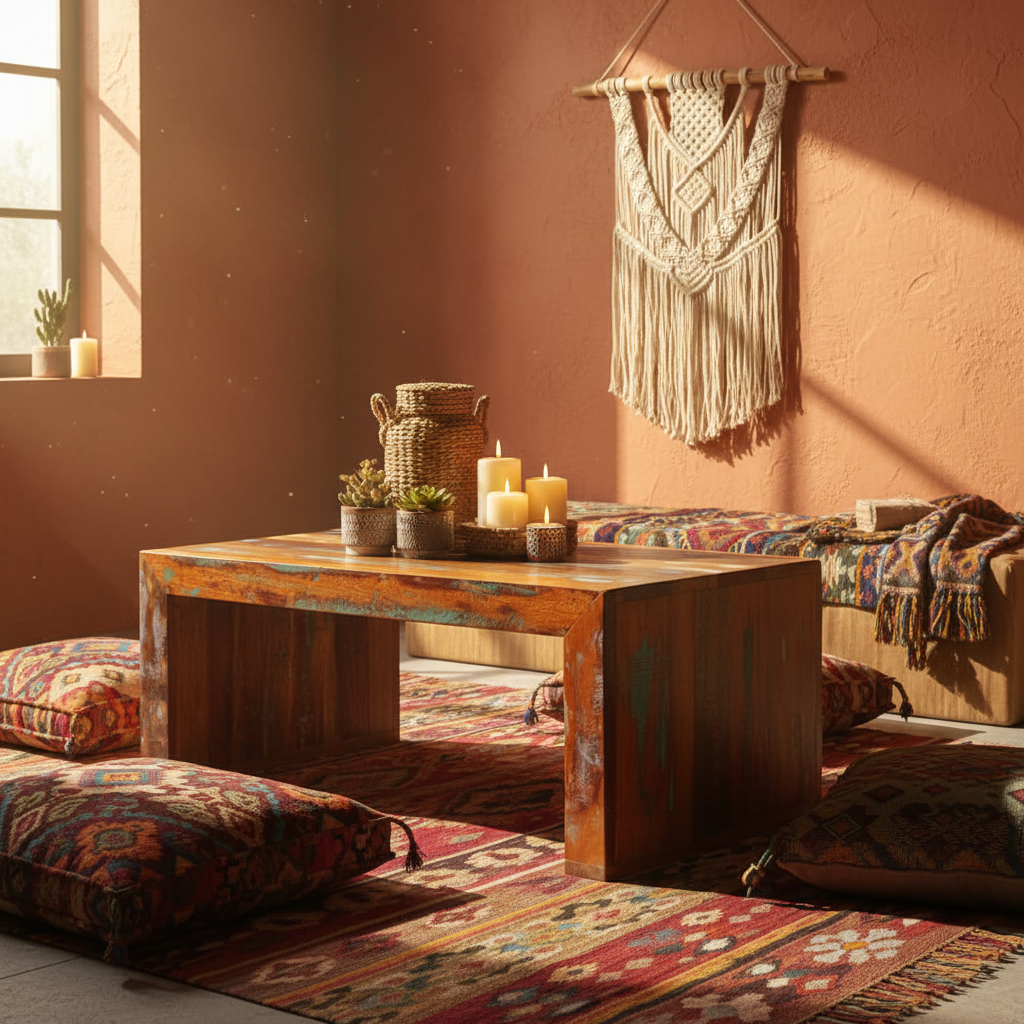 Salontafel in bohemian ruimte
